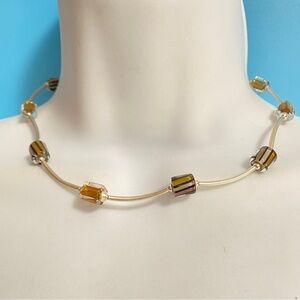 Silver & Glass Bead Necklace or Wrap Bracelet